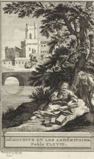 Democritus and the Abderitans, Démocrite et les Abdéritains. Fable CLXVIII, print, Illustration of