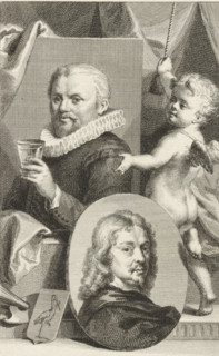 Portraits of Jan Antonisz. van Ravesteyn and Adriaen Hanneman, print, Portraits of the painters Jan