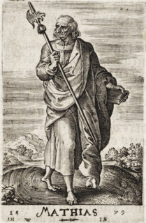 Matthias, St. Matthias, Christ and the twelve apostles, and St. Paul, print, book illustration,