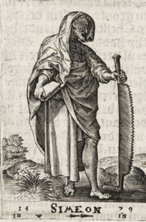 H. Simon Zelotes, Simeon, Christ and the twelve apostles, and H. Paulus, print, book illustration,