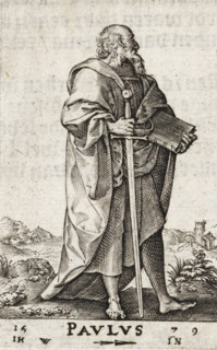 St. Paul of Tarsus, Pavlos, Christ and the twelve apostles, and St. Paul, print, book illustration,