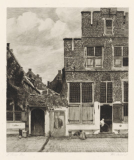 View of houses in Delft, known as 'The Little Street', Street in Delft, print, book illustration,