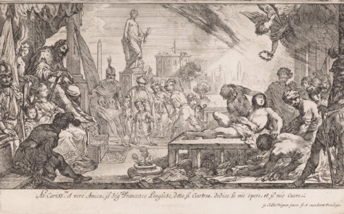 Martyrdom of Saint Laurence, print, printmaker: Claude Vignon, France, grantor of privilege: French
