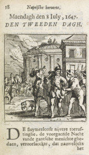 Event on July 8, 1647 during the Neapolitan Uprising, print, book illustration, Rebels in Naples
