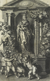 Mary as queen with the Christ Child, Theatre of bishops, emperors, kings, dukes, princes, etc.,