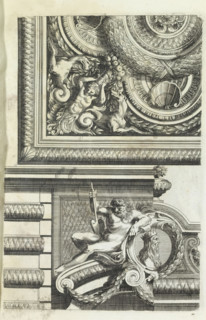 Ceiling and part of a wall, Varie soffiti, print, album page, ornamental print, At the top a