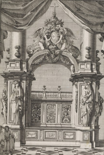 Choir stall between two columns, Choir stalls, print, album page, ornamental print, Choir stall