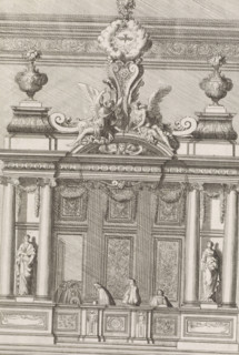 Choir pew with Ionic columns on either side, Nouuelles Inuentions pour faire les bancs des choeur,