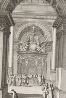 View in a church with a richly decorated choir stall, Nouuelles Inuentions pour faire les bancs des