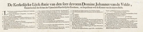 Text sheet accompanying the caricature of the funeral of Reverend Abraham van de Velde, 1677, The