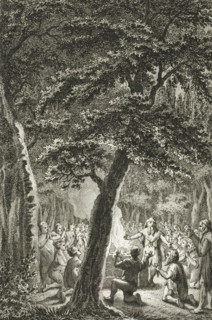 Religious practice among the Batavians, print, history print, Religious practice among the