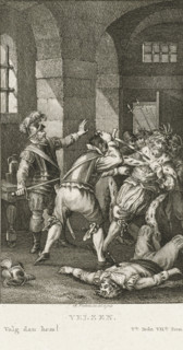 Murder of Floris V, 1296, print, historical print, Gerard van Velzen murders Count Floris V.,