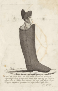 Napoleon in a boot, 1813, cartoon, print, Caricature of Napoleon in a boot, 1813. With four-line