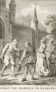 Arrival of Isabella in Haarlem, 1444, print, historical print, Arrival of Isabella of Portugal,