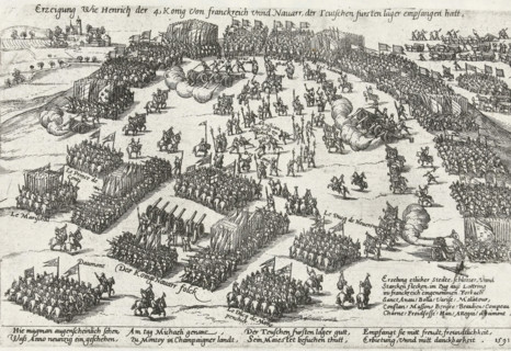 Depiction of how Henry IV, King of France and Navarre, received the German princely camp, Visit of