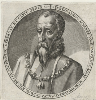 Portrait of the Duke of Alva, Series 5: Dutch Events, 1566-1570, print, album page, Series number,