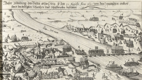 Stein am Rhein conquered by the Spaniards, 1621, True illustration of the fortified town of Stein,