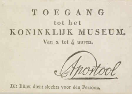 Admission ticket to the Royal Museum, 1809-1810, admission ticket, Admission ticket for one person