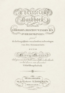 Title page for: Georg Gesner, Christian handbook containing prayers, reflections, and meditations,