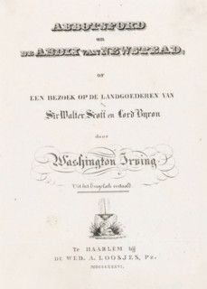 Fountain with dolphin, Title page for: Washington Irving, Abbotsford and the Abbey of Newstead,