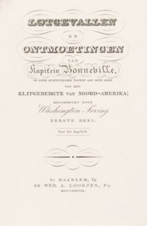 Title page for: Washington Irving, Adventures and Encounters of Captain Bonneville, 1838, print,