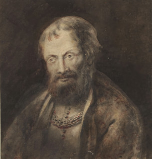 Bust of a man, with necklace, drawing, 1700 - 1800, draftsman (artist), inorganic material, paper,