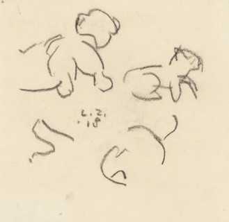 Sketches of a lion cub, drawing, draftsman (artist): Lambertus Zijl, 1918, draftsman (artist),