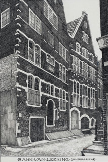 Rear facades of the Bank van Lening in Amsterdam, drawing, draftsman (artist): Willem Wenckebach,
