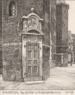 Gate at the Oude Waaggebouw, no. III, drawing, draftsman (artist): Willem Wenckebach, Amsterdam,