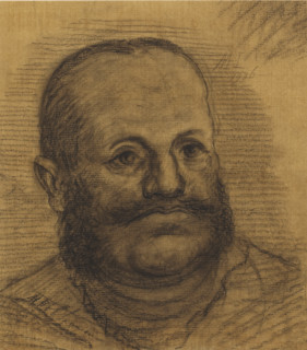 Head of a man with moustache and beard, drawing, draftsman (artist): Marius Holleman (signed by