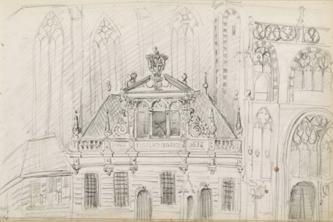 St. Michael's Church in Zwolle, sketchbook page, Page 27 recto from a sketchbook with 58 pages.,