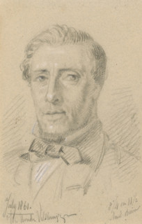 Portrait of a man with a bow tie, drawing, date: 'July 1861', draftsman (artist): Johannes Hendrik