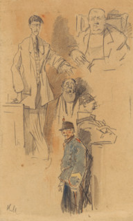 Portrait of Jan Hamdorf and W. van der Pluym, drawing, draftsman (artist): Herman Moerkerk, 1889 -