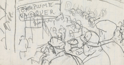 Public at a cycling race, drawing, draftsman (artist): Leo Gestel, 1891 - 1941, draftsman (artist),