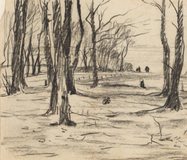 Trees in winter landscape, drawing, draftsman (artist): Willem Witsen, 1870 - 1923, draftsman