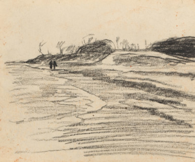 Landscape with dike, drawing, draftsman (artist): Willem Witsen, 1870 - 1923, draftsman (artist),
