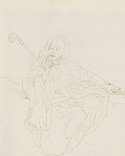 Seated cleric with crook and book, drawing, draftsman (artist): David Pièrre Giottino Humbert de
