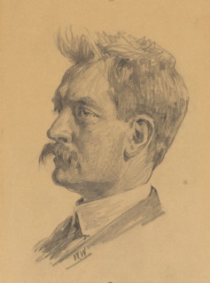 Portrait of Jan Hofker, drawing, draftsman (artist): Willem Witsen, 1870 - 1923, draftsman