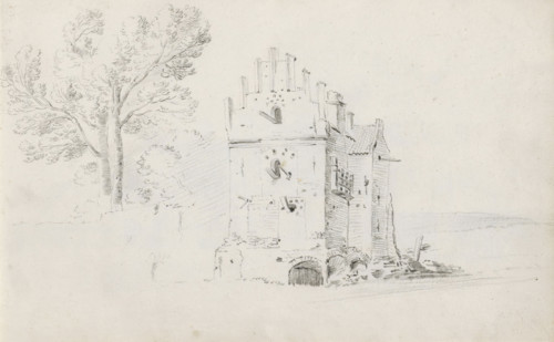 Landscape with ruin used as a dovecote, sketchbook page, Page 31 recto from a sketchbook with 39