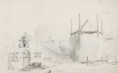 Farmyard with haystack, sketchbook page, Page 35 recto from a sketchbook with 39 pages., draftsman