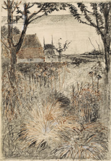 Garden in autumn, drawing, draftsman (artist): Jan Mankes, 1899 - 1920, draftsman (artist), paint