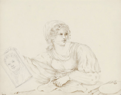 Self-portrait with painting supplies and portrait of Jonkheer Joan Melchior Kemper, sketchbook