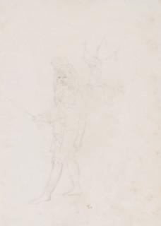 Figure study of a champion (orang berani) of Timor, drawing, annotation: 'Champion of Alor(?)
