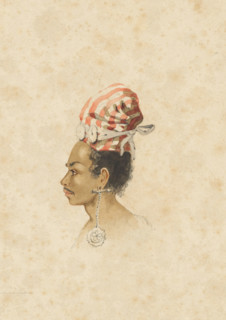 Portrait of a Timorese from Kupang, in profile, drawing, watercolor, topographical view, draftsman