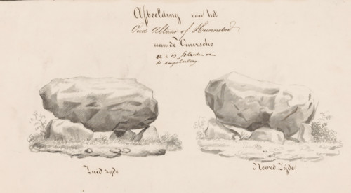 Image of the old altar or dolmen at De Vuursche 12 to 13 paces from the village inn, Dolmen or old
