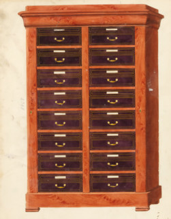 Design for a double chest of drawers, drawing, album page, Design for a double chest of drawers
