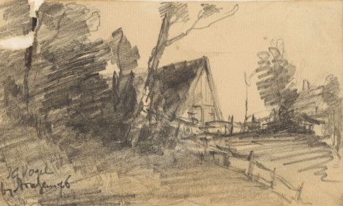Farm in a landscape, drawing, date and inscription: 'bij sou...e... 76', draftsman (artist):