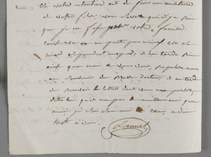 Lettre autographe signée par le général Lannes à son beau-père François Scholastique Guéheneuc