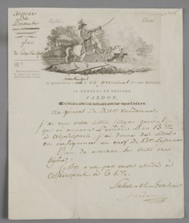 Lettre à en-tête du général de brigade Henri-Antoine Jardon