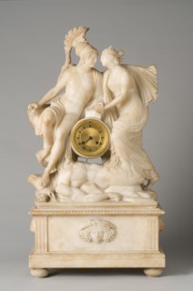 Clock depicting Theseus bringing down the Minotaur and allying with Ariadne